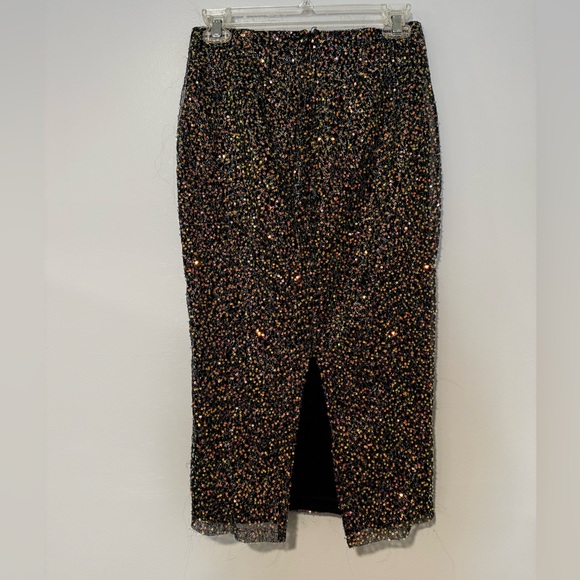 3 for $10 Forever 21 Sequin Knee Length Skirt Slit Party Sparkly Small - Picture 7 of 14
